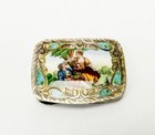 Italian 800 Silver And Enamel Pill Box Courting Scene C  1930