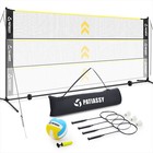 Volleyball Badminton Net Set 17ft Portable Sports Net With Poles 4 Rackets  Ball