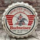 Large Weathered Budweiser Bottle Cap Aluminum Metal Sign For Man Cave Or Garage