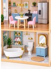 Kidkraft Magnolia Mansion Dollhouse 71 Pc Large Wooden Pink Blue 5 Ft Tall