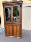67712  Victorian Corner Cabinet With Glass Doors And Carved Details