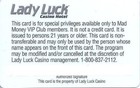 Lady Luck Casino - Las Vegas  Nv -  10th Issue Slot Card  blank 