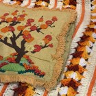 Vtg Crewel Embroidered Floral Tree Pillow Case Fringe Border Mcm