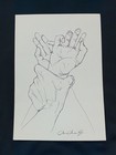 Original Pen   Ink Drawing Male Hand Female Hands Grasping Hands