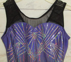 Gk Leotard Metallic Purple Black Sheer Sequins Usa Gymnastics Axs Adult Xs
