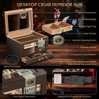 Cigar Humidor Cedar Wood Cigar Box With 2 Digital Hygrometer  2 Humidifiers  Ced