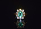 Vintage Natural 2 73cts Vivid Green Emerald Diamond Solid 18k Gold Halo Ring