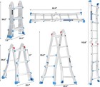 13 Ft Ladder Telescoping Ladder Folding Ladder Flared Leg Design  330 Lbs Silver