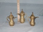 Coffee Dallah Pot Brass Middle Islamic Arabic Eastern Vintage Tea Set Of 3