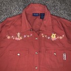 Vintage Disney Winnie The Pooh Shirt Womens Large Red Pearl Snap Embroidered