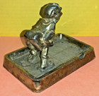 Vtg Metal Silver-plated Golfer W  Golf Club Ashtray - As Is
