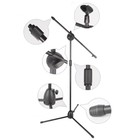 6pcs Adjustable Microphone Stand 360   Boom Arm Tripod Base With Dual Mic Clip