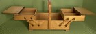 Vintage  Strommen Bruk Hamar Cantilever Wood Sewing Box Made In Norway