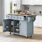 Mobile Kitchen Island Cart On Wheels Drop-leaf Countertop Storage Cabinet Drawer