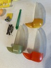 Vintage A Lot 21 Parrot  Birdcage Toys feeders  Plastic  Bells Mirrors