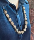 Vintage Sterling Cube   Round Beaded Necklace Attributed To Navajo Larry Curley