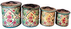Vintage Daher Distressed Timeworn Tin Floral Canister Set Of 4 Farmhouse Decor