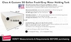 50 Gallon Fresh   Gray Water Holding Tank Storage Food Shower Wash Dish T-5000