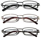3 Pairs Slim Metal Rectangular Reading Glasses Spring Hinge High Power Reader