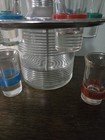 Vintage Liquor Dispenser Pump Decanter W 11 Shot Glasses In Chrome Tray