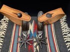Mexican Chihuahua Silver Inlaid Spurs W  Leather Straps