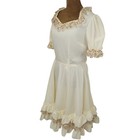 Malco Modes Vintage Dress Square Dancing Lace Trim Ivory  Brown A-line Size 14