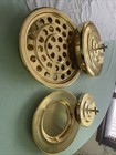 1 Communion Tray   1 Bread Plate  With Covers   Stainless Steel - Shiny Gold