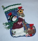 Finished Bucilla Felt Applique    85267  Folksy Snowman 18  Christmas Stocking