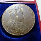 1902 King Edward Vii Queen Alexandra Coronation Official Bronze Medal In Red Box