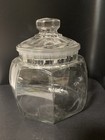 Atq Manganese Clear Glass Ribbed Lid Pattern  Apothecary  Tobacco  Candy Jar 7   