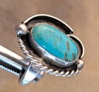 Vintage Native American Sterling Silver Blue Turquoise Ring Size 7 Handmade