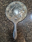 Antique Vintage Beautiful Silver Plated 9    Ornate Vanity Hand Held Mirror Heavy