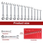       12pcs Metric Combination Wrench Flexible Head Ratchet Spanner Tool Set 8-19mm