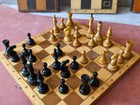 Soviet Vintage 60s Chess Set Wooden Pieces 30cm Wood Board Collectible Rare Gift