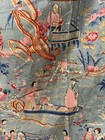 Vtg 100  Linen Lavie Chinose Asian Nature Scene Deer Dogs Birds B g Fabric  224