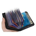 36 Slots Credit Card Holder Wallet Zip Leather Case Rfid Blocking Black