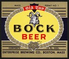 Vintage Label Old Tap Bock Beer Goat Pic Enterprise Brewing Boston Mass N-mint 