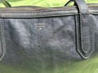 Fossil Sydney Black Cowhide Leather Shopper Tote Shoulder Handbag Carryall Purse