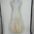 Antique 1908 1912 Eyelet Lace Maxi Tiered Ruffle Dress Victorian Edwardian Gown