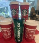 Starbucks Red Holiday Cups  green Glass Tumblr Holiday Lot Set Of 5 New