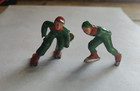 Vintage Barclay Lead 2  Figures Green Skier And Green Skater