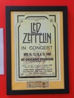 Led Zeppelin  80 Unused Chicago Stadium Concert Ticket Coa 13x19 Custom Frame Vg
