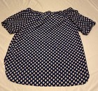 Michael Kors Women   s Xl Blue White Orange Geometric Off-shoulder Blouse