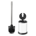 Bathroom Toilet Bowl Cleaning Brush   Holder Set With Lid 2 Pack - White