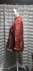 Peony Women   s Red Silk Brocade Chinese Tang Blouse Mandarin Collar Frog L