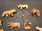 Vtg Lot 14 Hand Carved Wood Safari Animals Figurines Rhino Lion Elephant Mcm