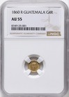 Gold Guatemala 1860 Ad 4 Reales G4r Authentic Republic Coin High Grade  Ngc Au55