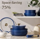 21-piece Ceramic Nonstick Cookware Set Pots Pans Detachable Handles Lids Blue