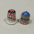 Vintage Russian Wooden Dome Building Thimble Hand Painted   Man Thimble