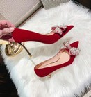 Women s Stiletto Pointed Toe High-heeled Shoes Bride Wedding Dress Shoes